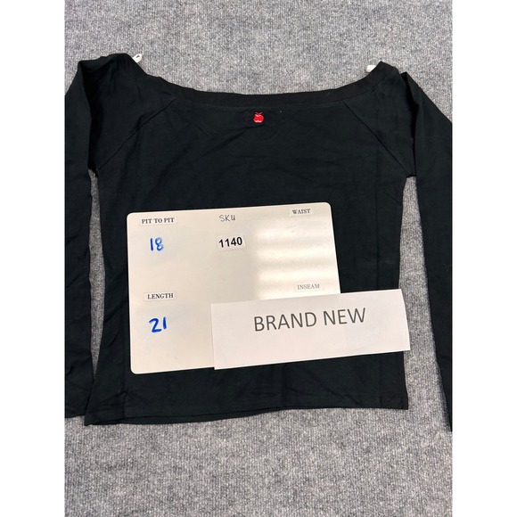 Apple Bottoms Black Off Shoulder Rhinestone Studded Long Sleeve Top XL - Picture 10 of 10